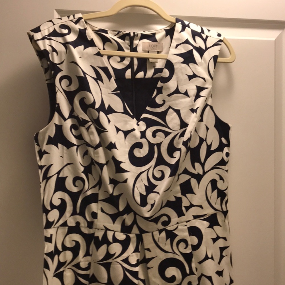 Blue and white paisley dress